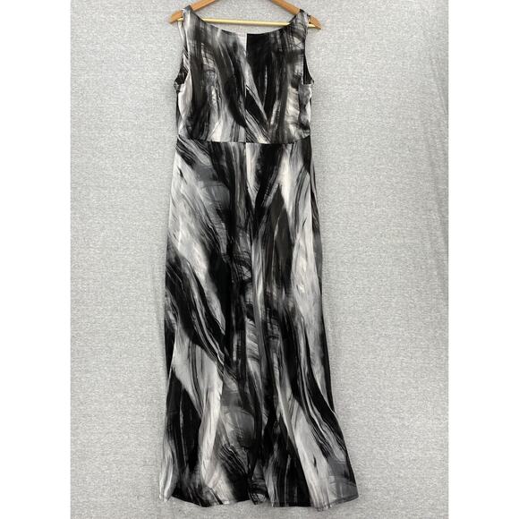 Simply Vera Dress Womens Large Black White Vera Wang Maxi Hi Low Hem Sleeveless - Picture 3 of 11